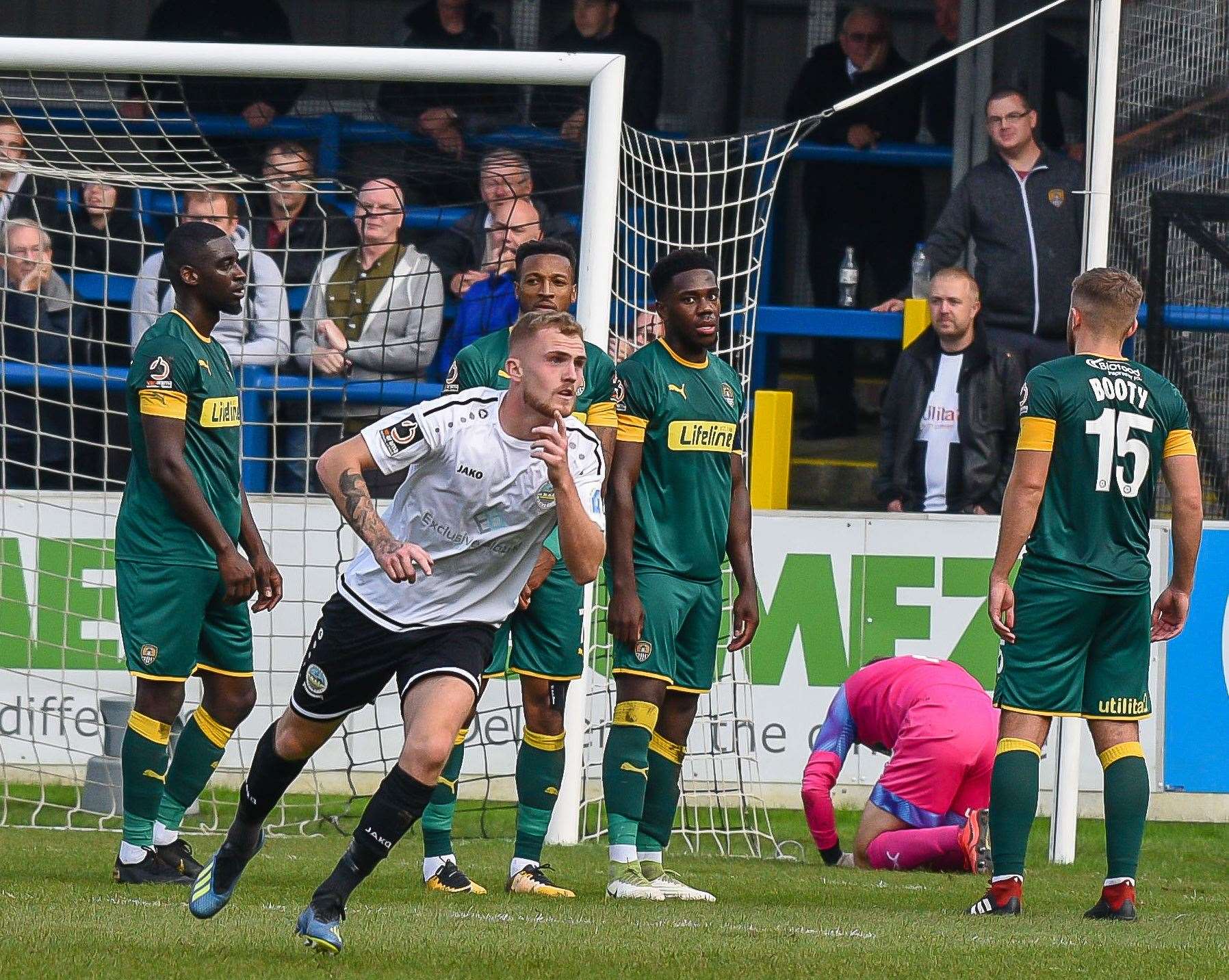 Dover's Bobby-Joe Taylor celebrates his free-kick against Notts County Picture: Alan Langley