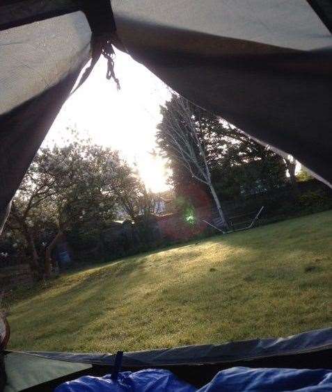 Sleeping overnight in the tent the clergyman says waking up to the sound of birds was a positive