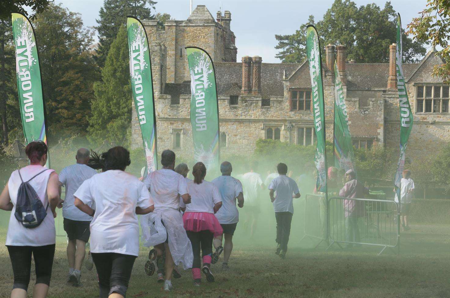 There were five dye stations around the course