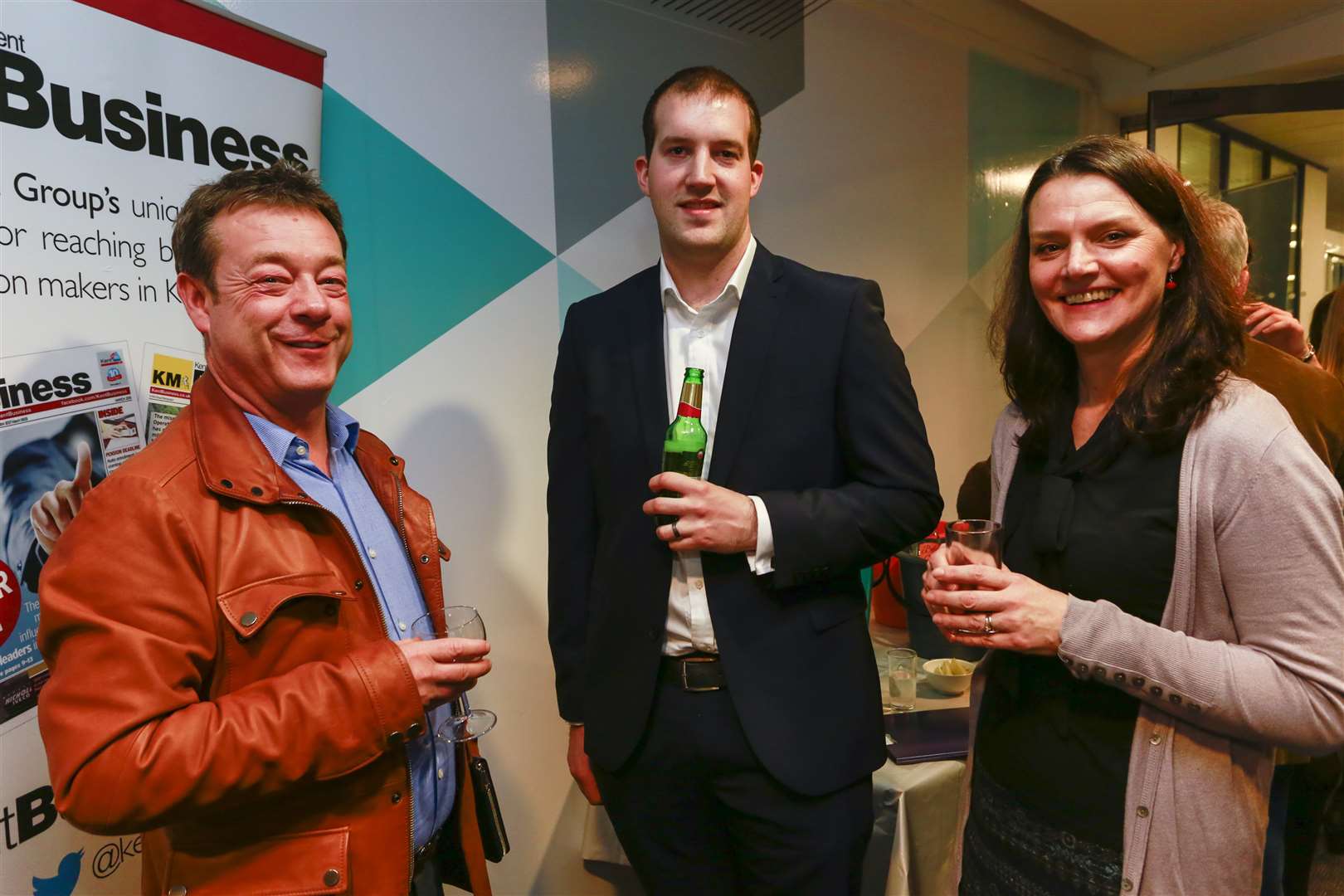 From left, Steve Rogers of Swanstaff Recruitment, Matt Parkinson of Vooservers and Liz Jenkins of Kent Foundation