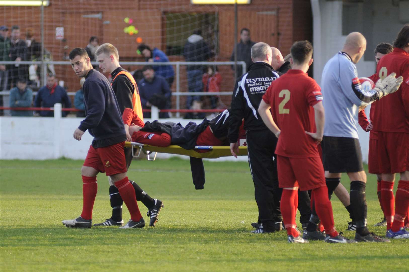 Luke Wheatley is stretchered off during a match in 2012 Picture: Paul Amos