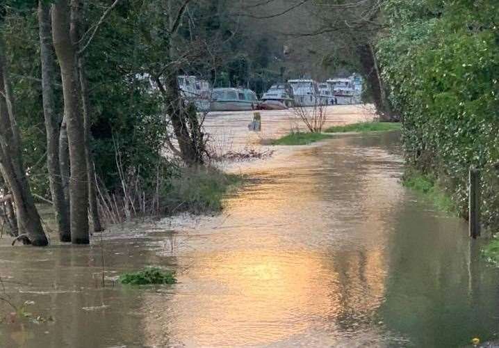 The River Medway has burst its banks due to the flooding. Picture: Catey Bowles and Chris Gedge