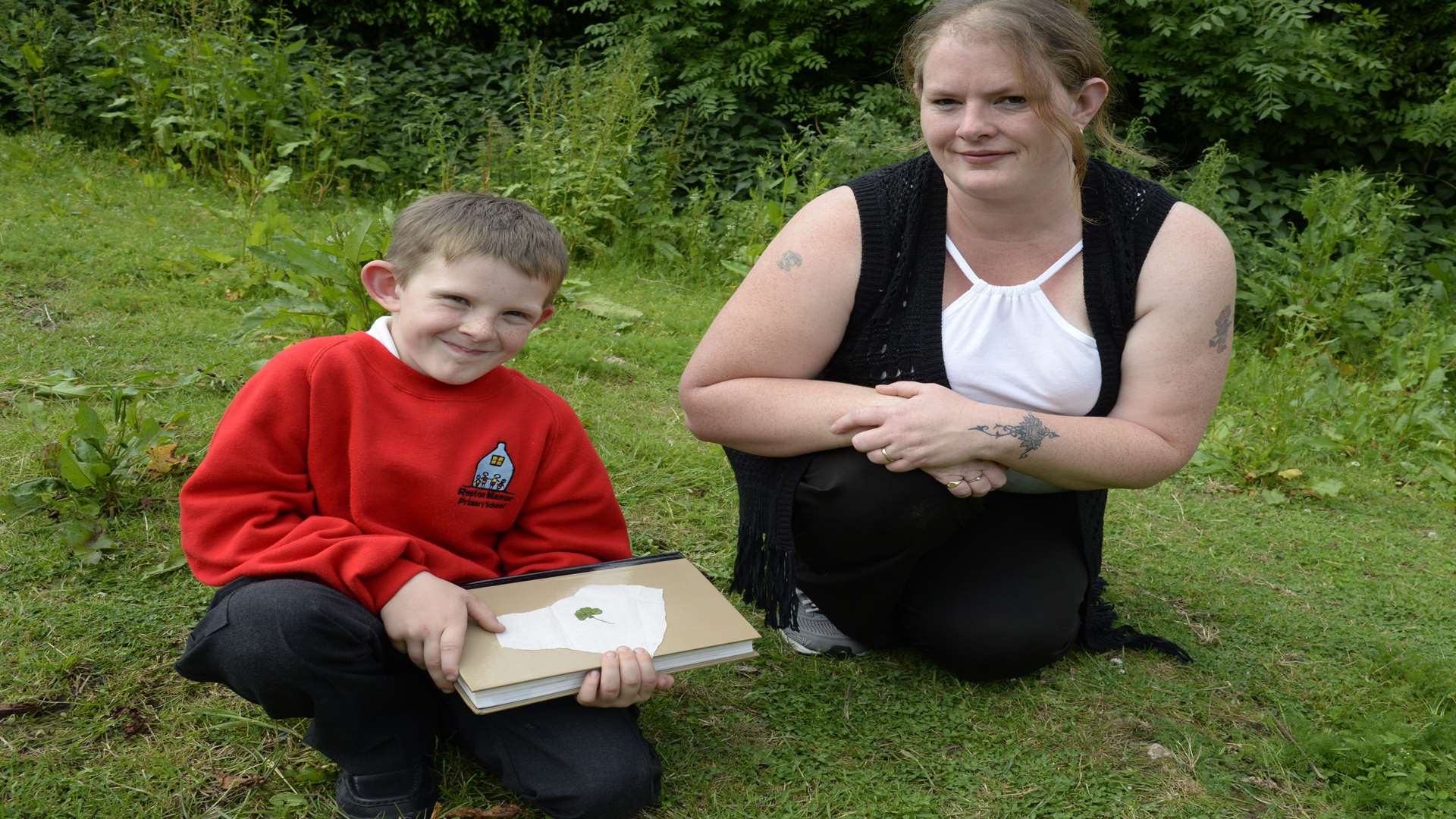 Mum Kate Kent will help Tom preserve the clover. Picture: Chris Davey