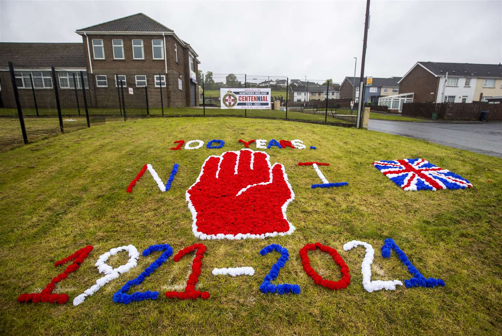 A display marking the occasion in Ballyduff, Newtownabbey (Liam McBurney/PA)