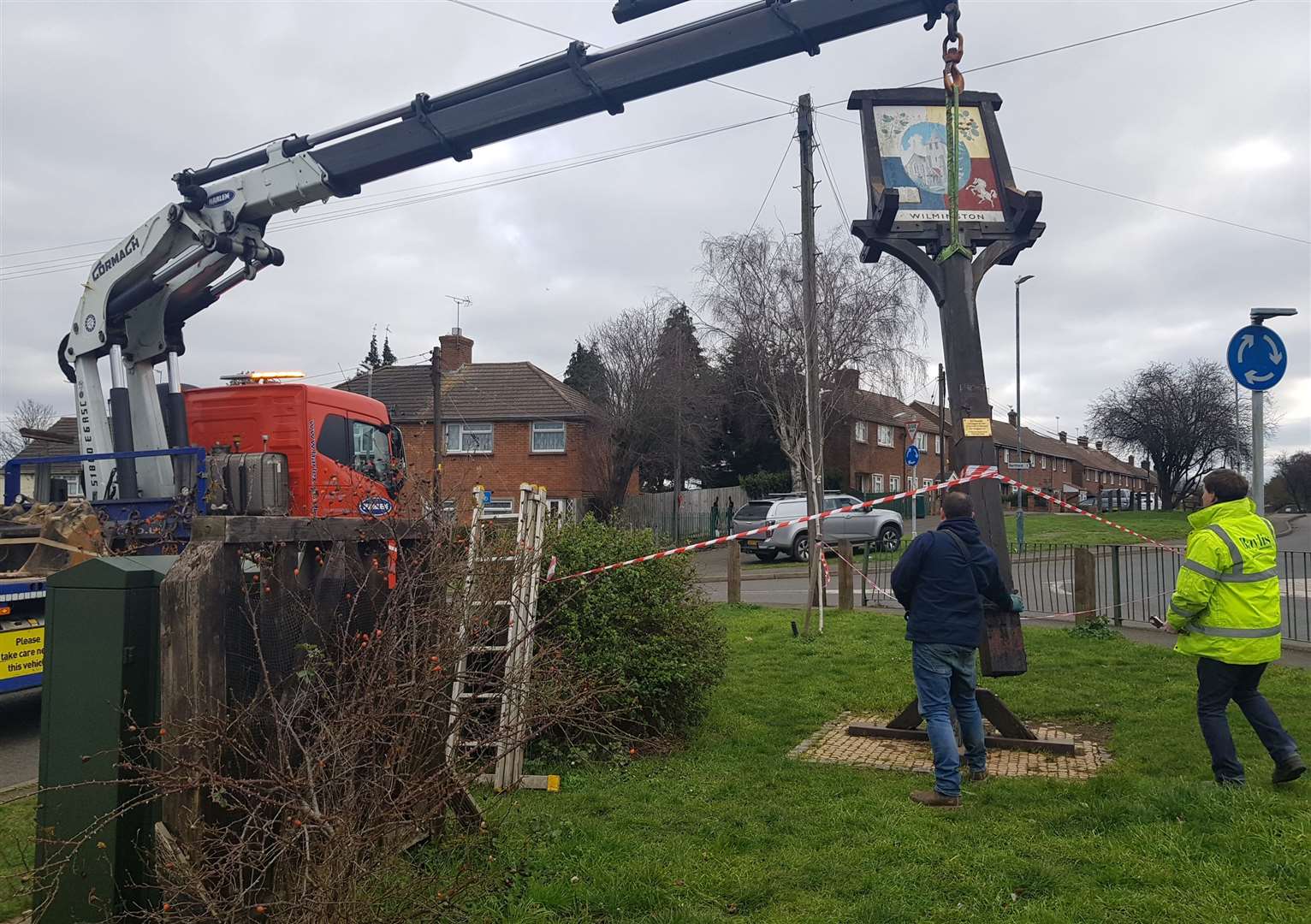 The storm-damaged sign has been removed. Photo credit: Wilmington parish council