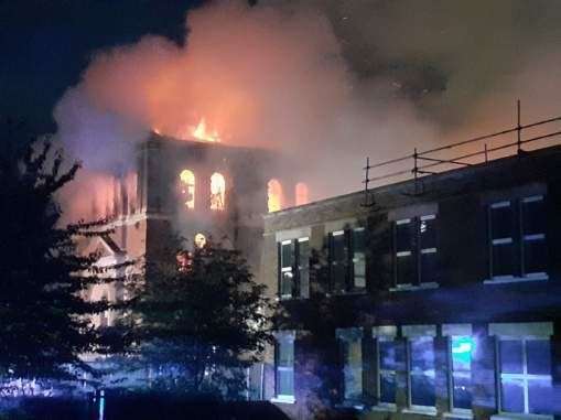 Sheerness water tower is fully ablaze. Picture: Phil Crowder