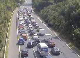 Traffic queuing on the A2. Pic: Highways England