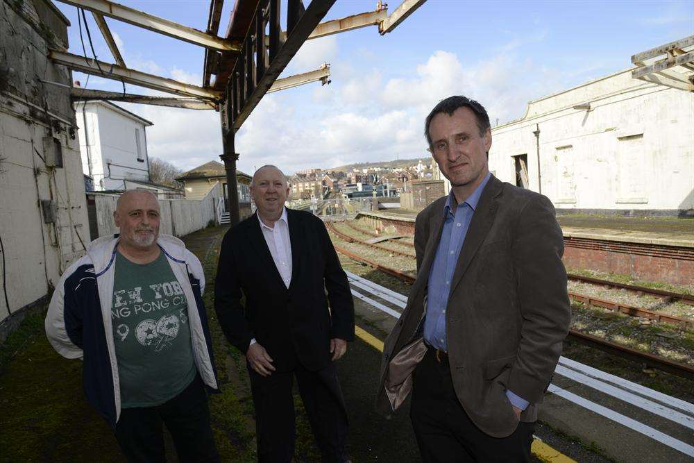 Shepway Green Party campaigners Dave Horton, Green MEP Keith Taylor and KCC Cllr Martin Whybrow