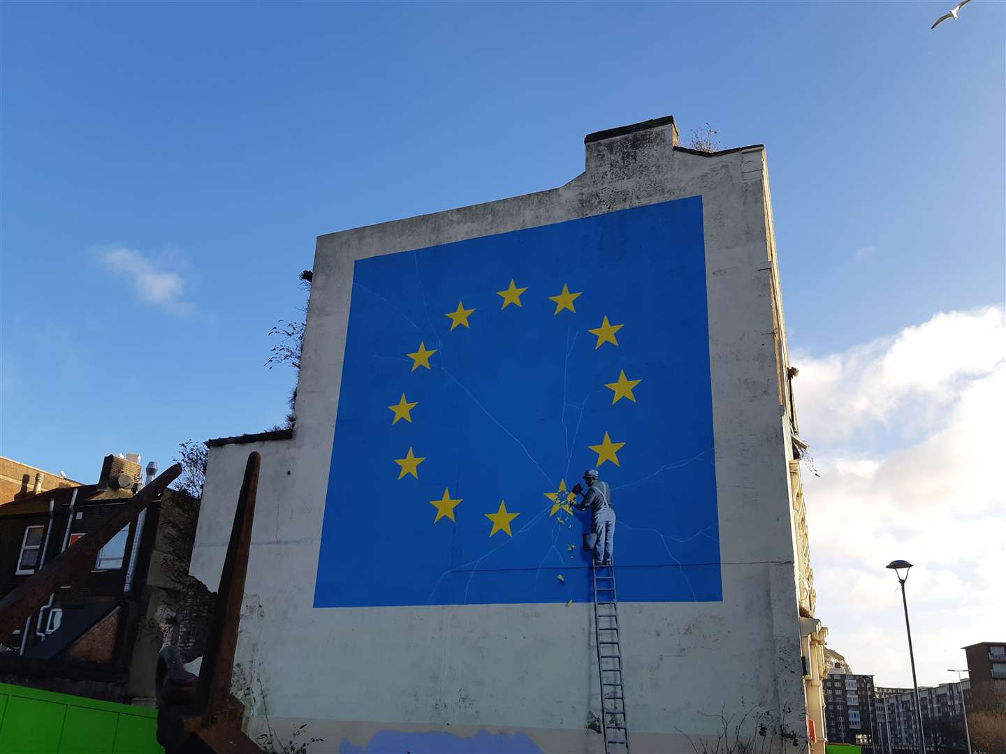 Banksy previously created this Brexit artwork in Dover, but it was later painted over