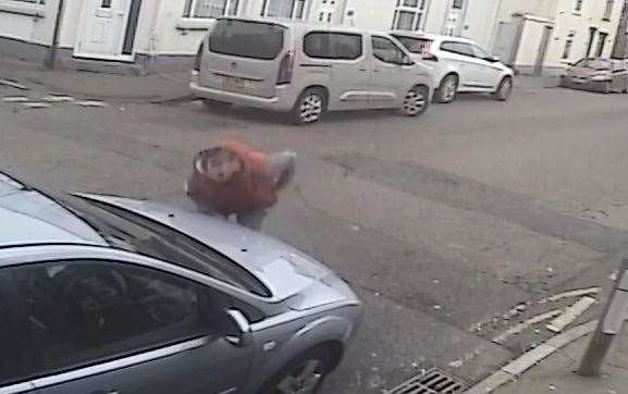 Darren Finch, 50, was caught on CCTV crouching behind a car before attacking his victim. Picture: CPS