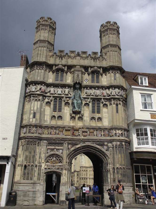 Starbucks next to the Christ Church Gate in Canterbury which has closed.