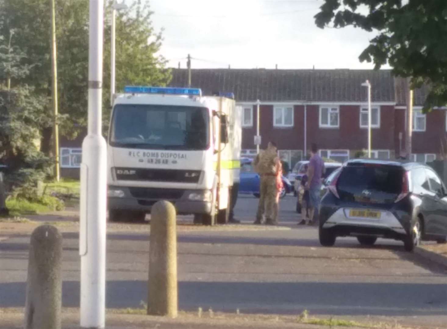 A bomb disposal vehicle outside the William Pitt Avenue property last night Picture: Sarita Claire