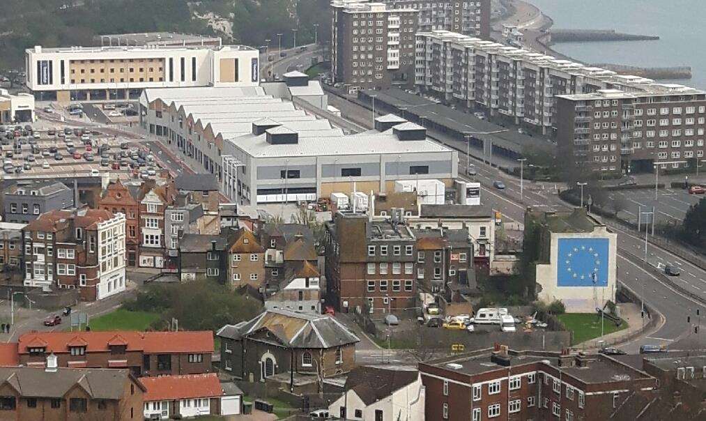 The Banksy mural, local symbol of Brexit, in central Dover