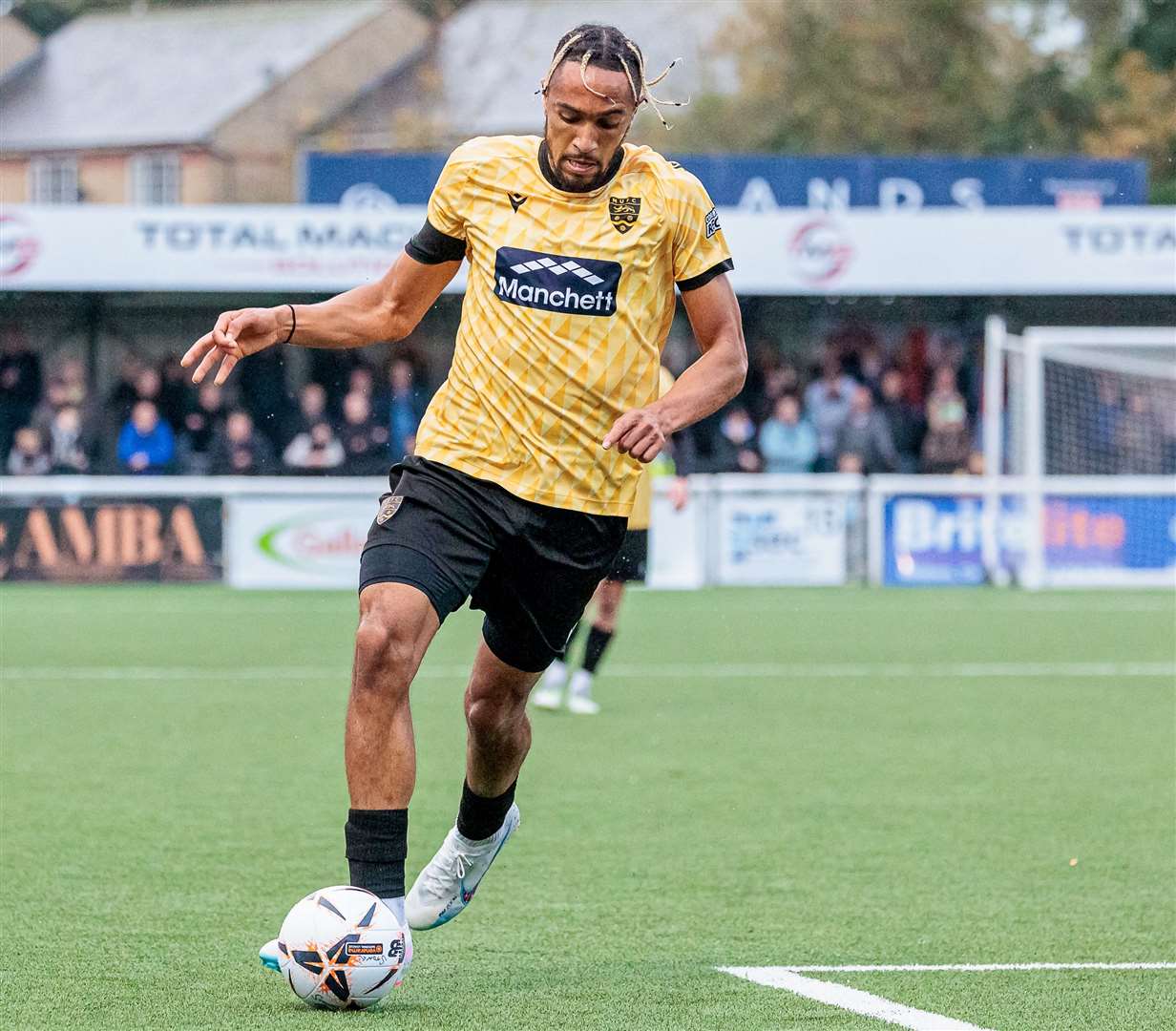 Maidstone substitute Matt Bentley in possession against Hemel Hempstead Town. Picture: Helen Cooper