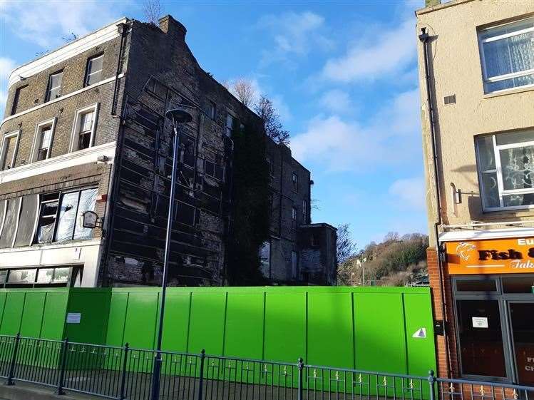 The site where The Crypt restaurant once stood. It has never been built on since the fire