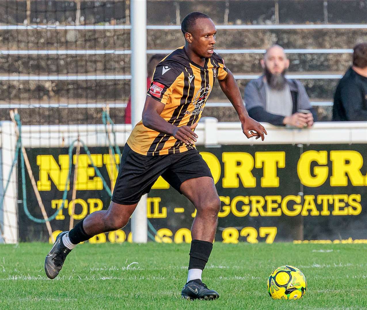 Folkestone defender Justin Hoyte on the ball against Deal. Picture: Helen Cooper