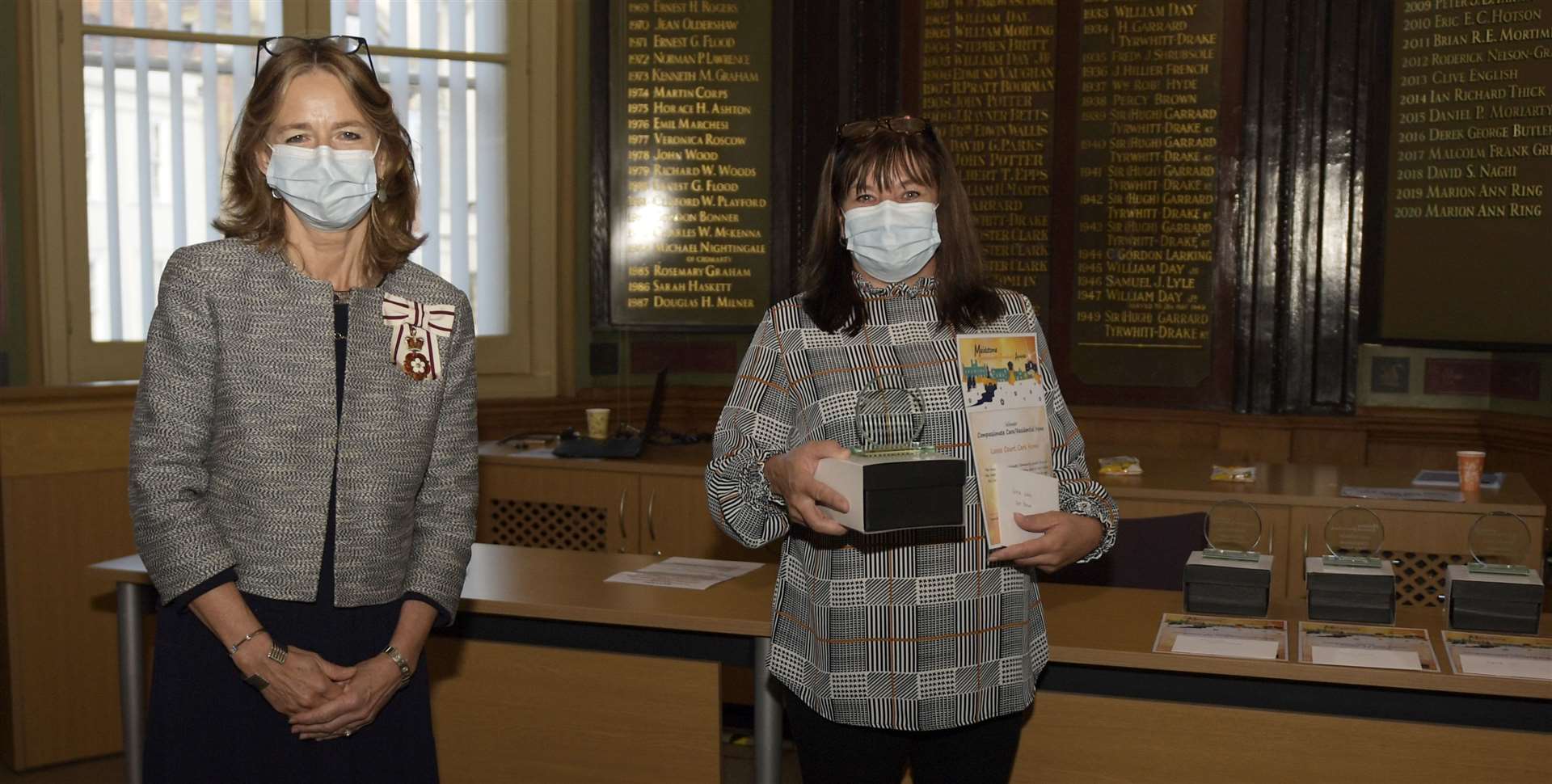 Lord Lieutenant of Kent The Lady Colgrain presented the Care/Residential award to Karen Burrows. Picture: Barry Goodwin