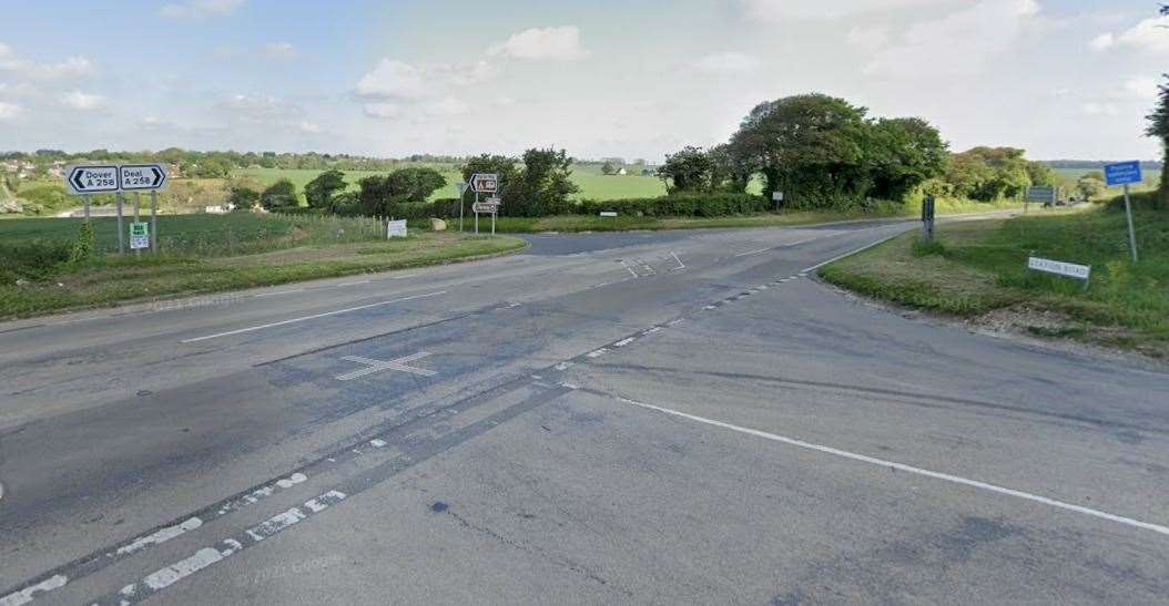 Emergency services attended the scene on the A258 last night. Picture: Google