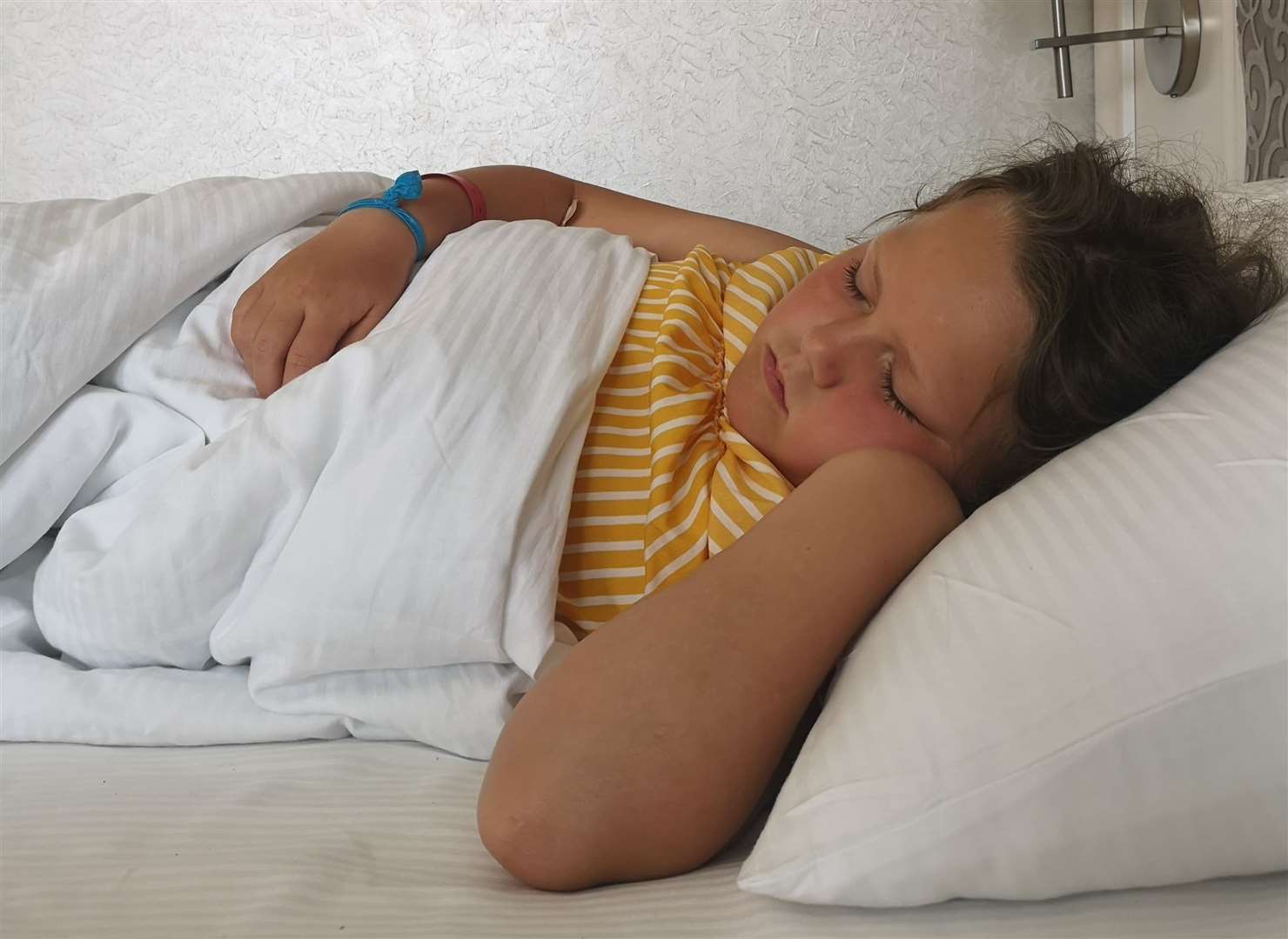 Tilly spent the last day of her Turkish beach holiday sleeping in a hotel room