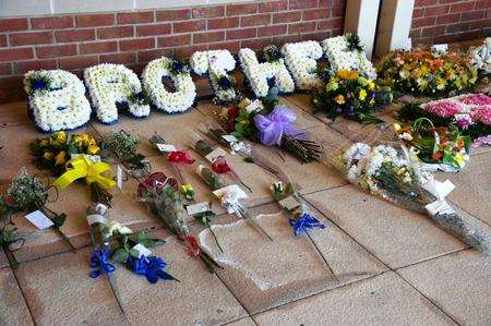 Floral tributes at Carl Davies' funeral service