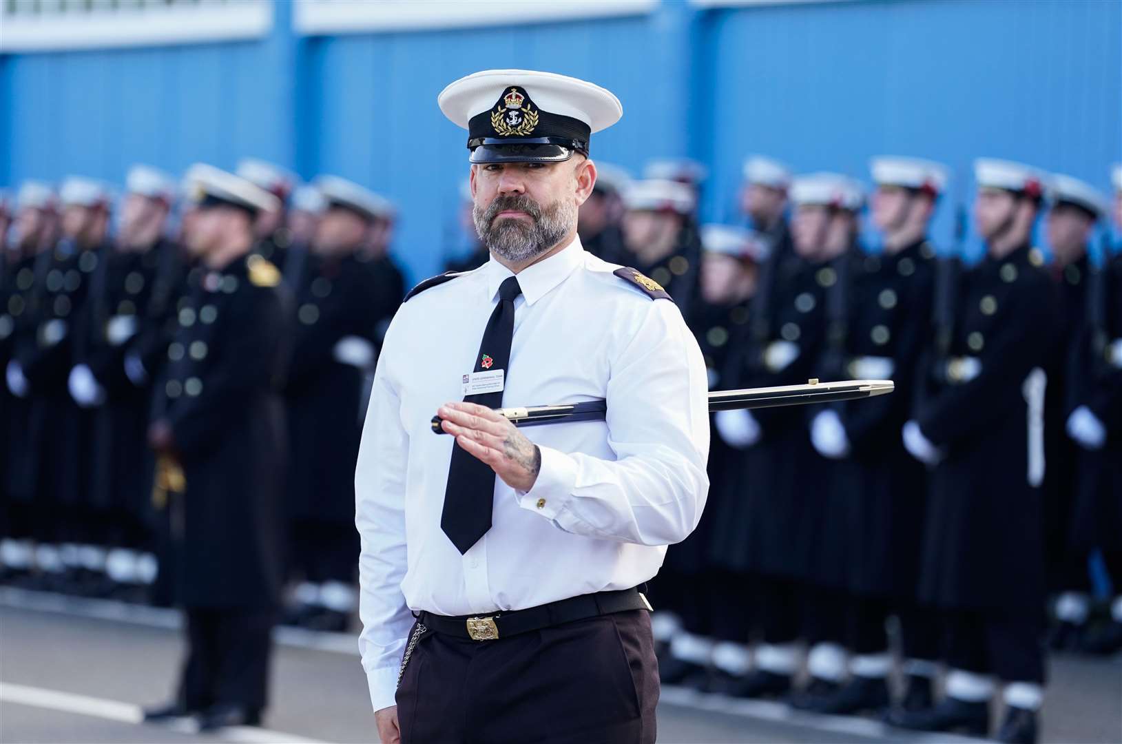 The Royal Navy rehearse in Portsmouth for their role in the annual remembrance service at the Cenotaph in London (Andrew Matthews/PA Wire)