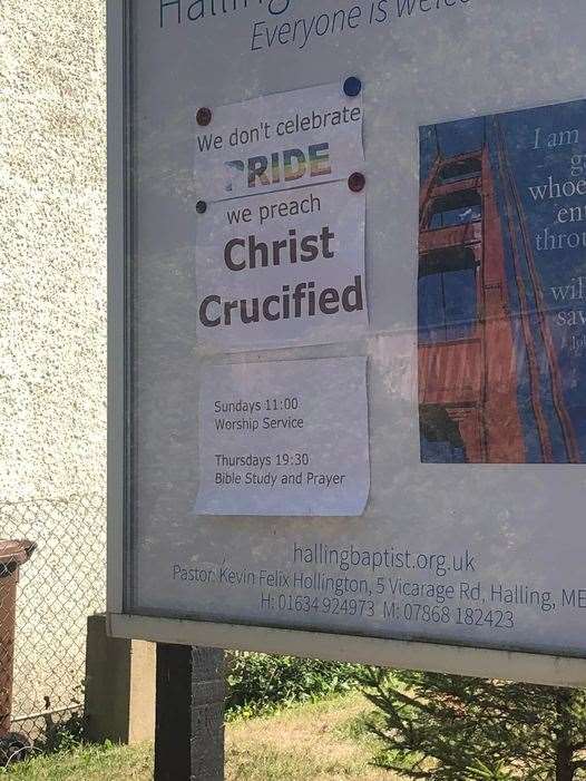 Villagers reacted with anger over a poster at Halling Baptist Church