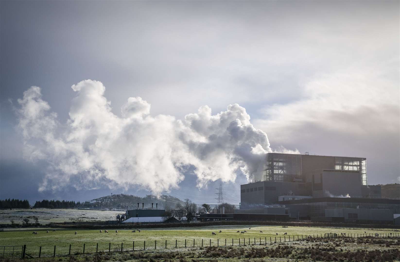 Steam, which would have been used to turn the turbines, is released from Reactor 4 at Hunterston B, North Ayrshire (Jane Barlow/PA)