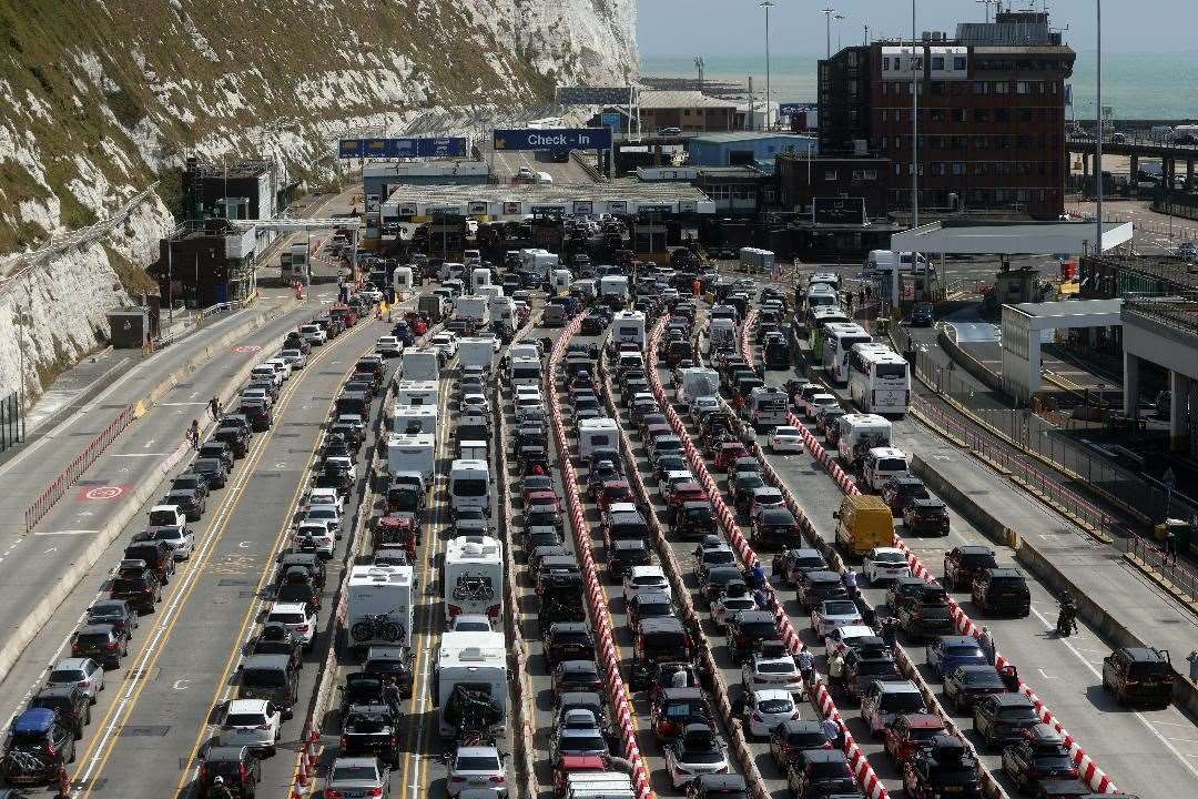 The queues at the Port of Dover on Friday as the first day of the summer school holidays got under way. Picture: Barry Goodwin