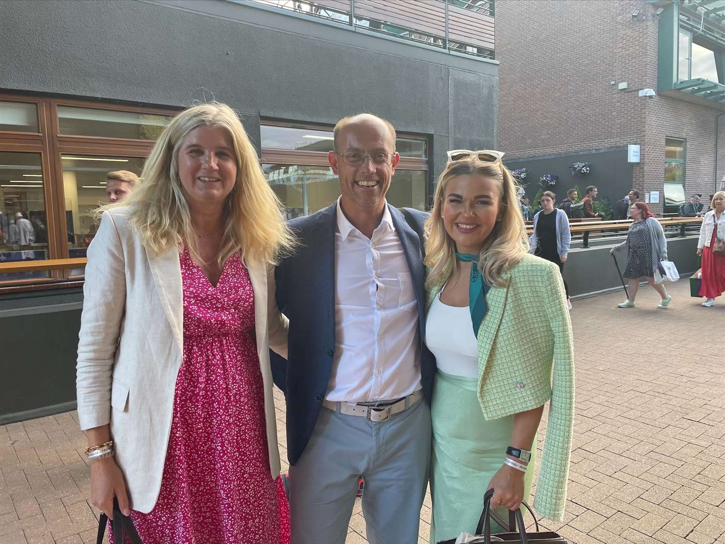 Jane and Michael Ham with daughter Charlotte Moylan after watching Cameron Norrie’s day-five win at Wimbledon (Laura Parnaby/PA)