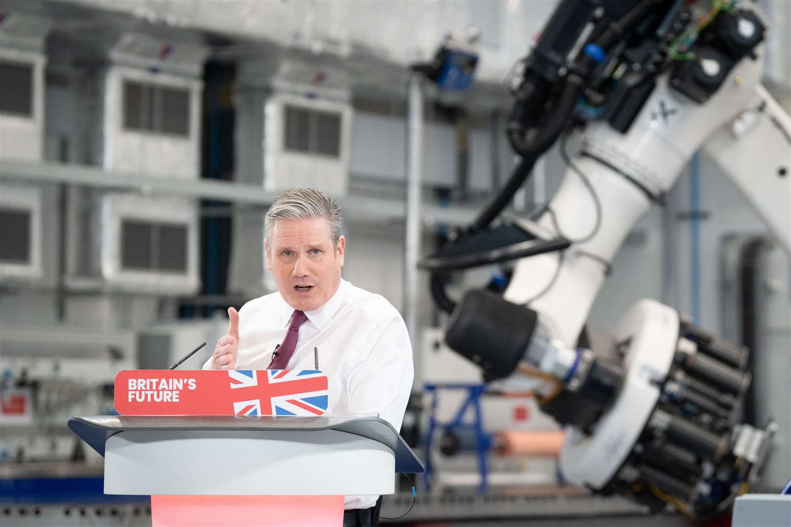 Labour Party leader Sir Keir Starmer giving a speech at the National Composites Centre at Bristol and Bath Science Park in Bristol (Stefan Rousseau/PA)