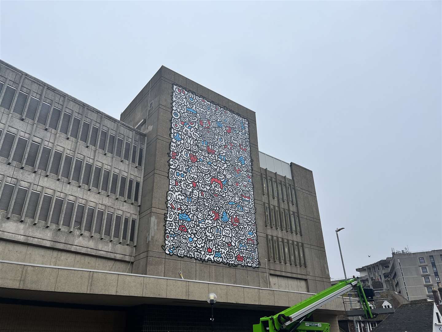 Mr Doodle finished his project, on the side of the Edinburgh Road car park in Ashford, last week