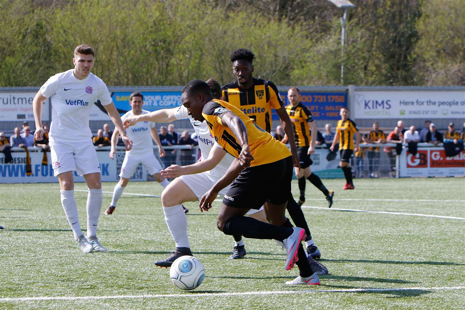 Maidstone forward Jamar Loza heads goalwards Picture: Andy Jones