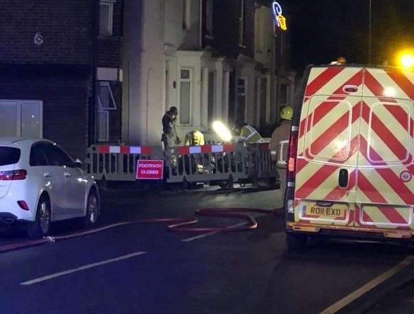 Workers in North Road, Queenborough. Picture: Damon Hervey