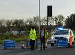 Police at the scene of the Sellindge crash. Picture: @Kent_999s