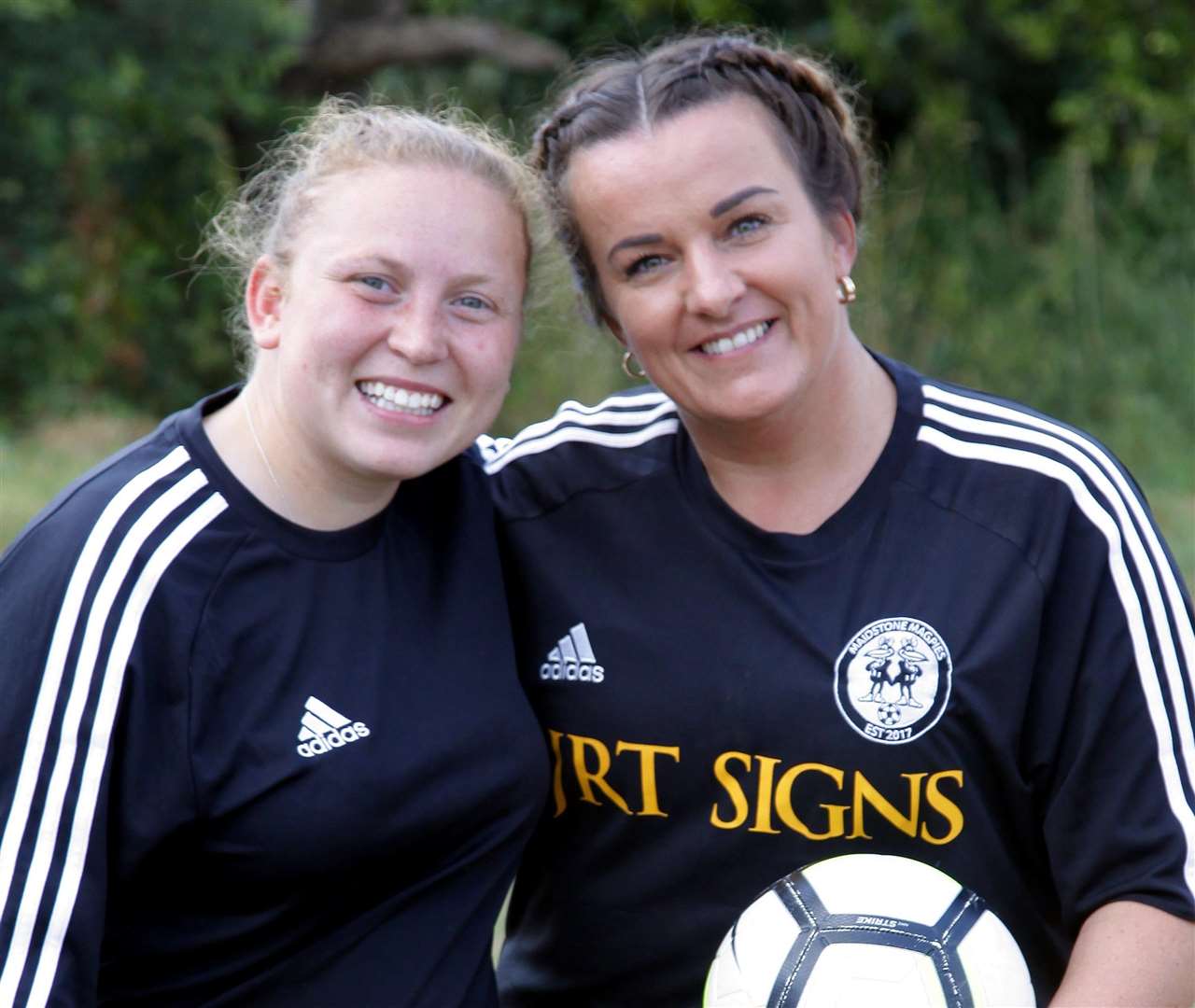 Michelle Senior, right, with Maidstone Magpies coach Katie Whitmore Picture: Sean Aidan