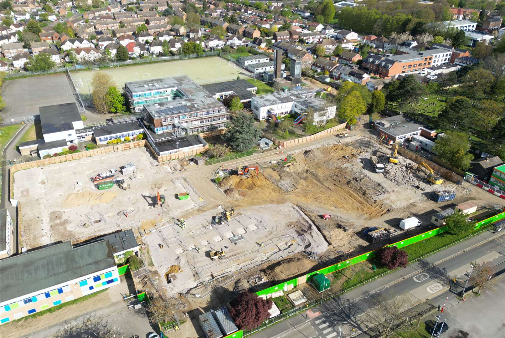 Construction work is underway at the site of the new Orchards Academy building in St Mary's Road, Swanley. Picture: BAM