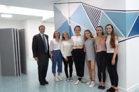 MP Tom Tugendhat with the students and their families