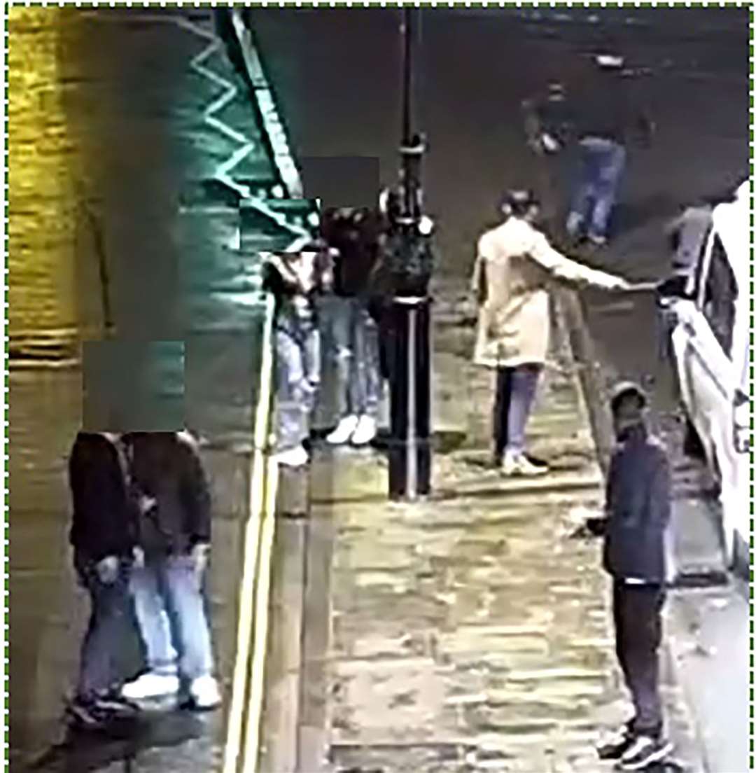 CCTV showing Connor Pool (top right) running from the taxi rank after the incident (Wiltshire Police/PA)