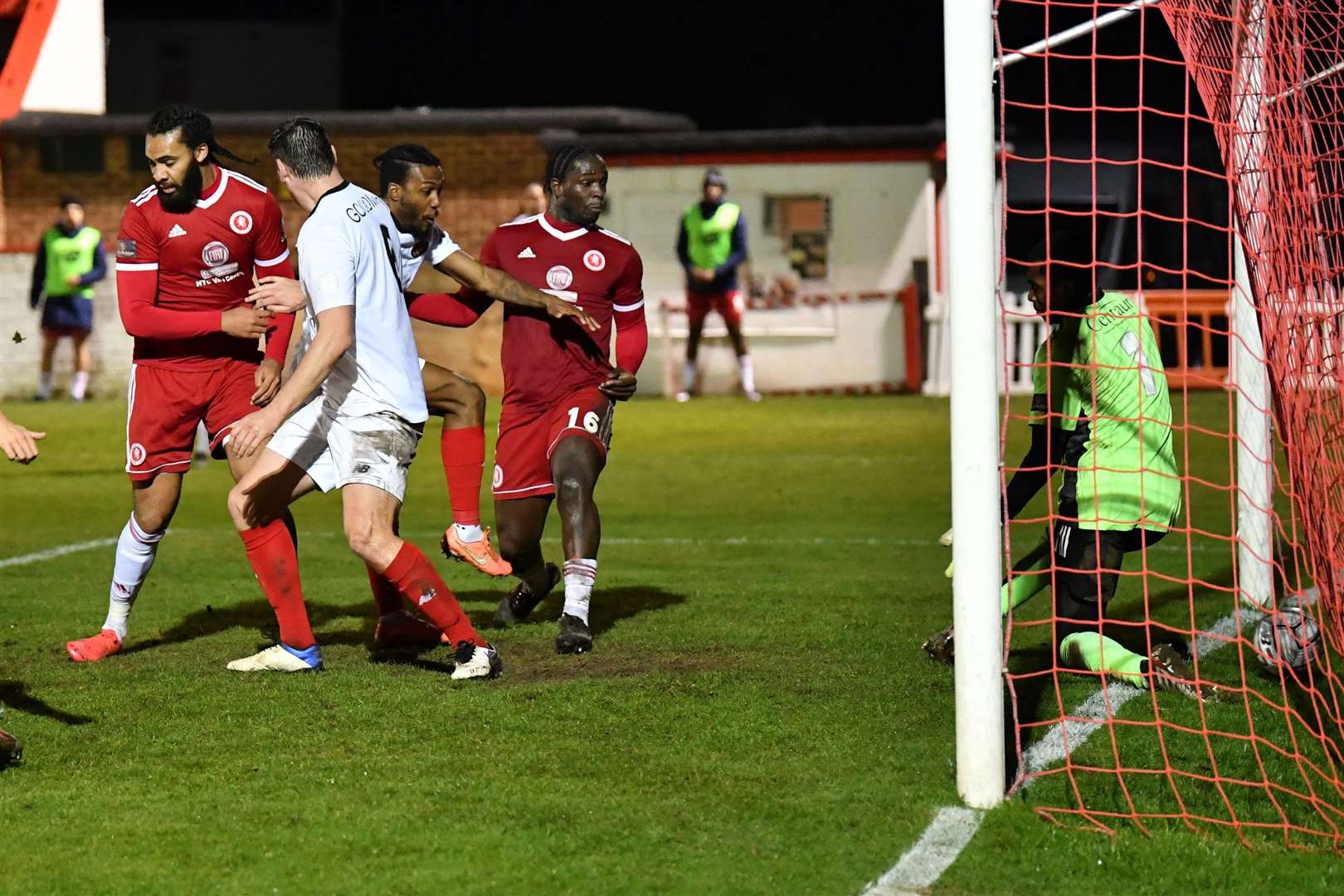 Dominic Poleon scores for Ebbsfleet United against Welling United in February Picture: Keith Gillard
