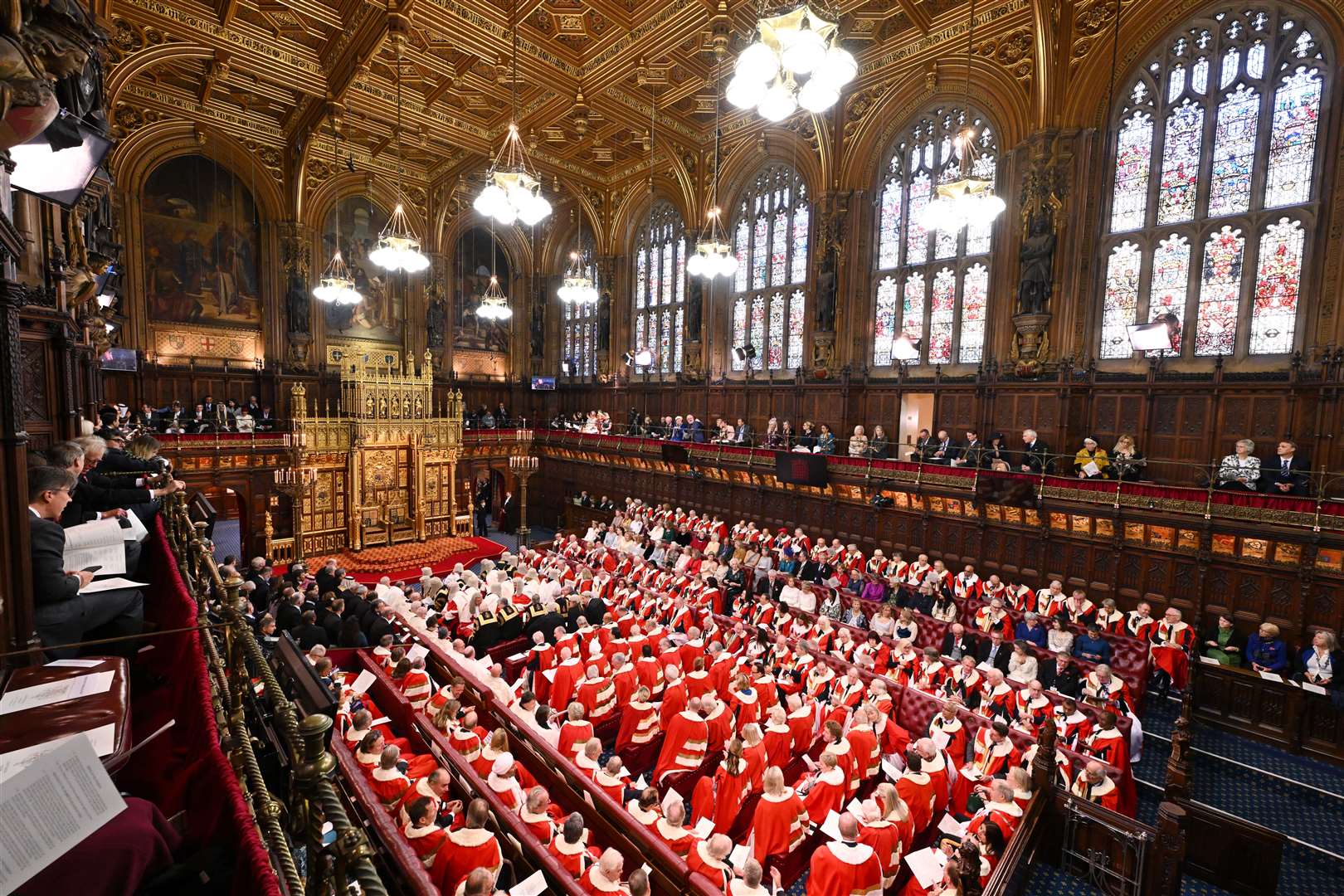 The chamber of the House of Lords fills up ahead of the King’s Speech (Leon Neal/PA)