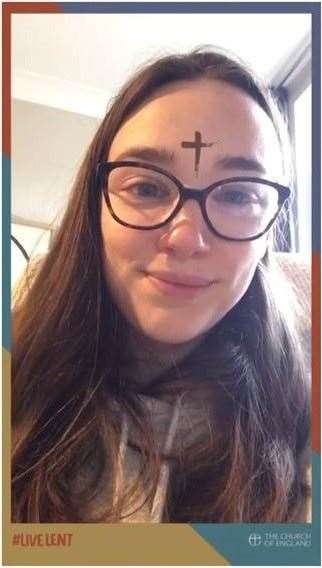 The Church of England has launched an Instagram filter to allow people to add an ash cross on their forehead virtually (Church of England/PA)