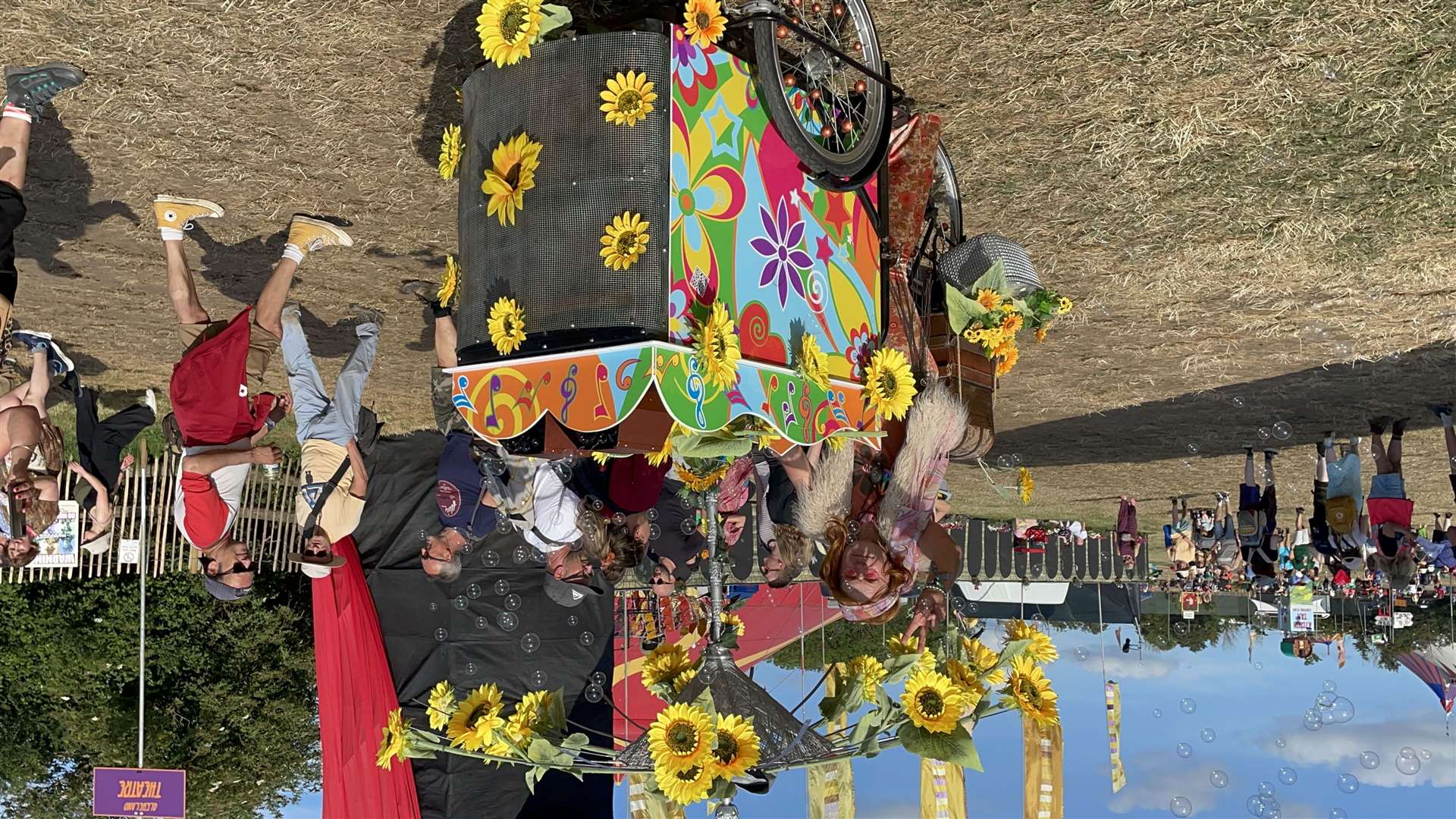 The FlowerPower bike has a bubble machine and speakers which play hit songs from the 60s and 70s (Edd Dracott/PA)