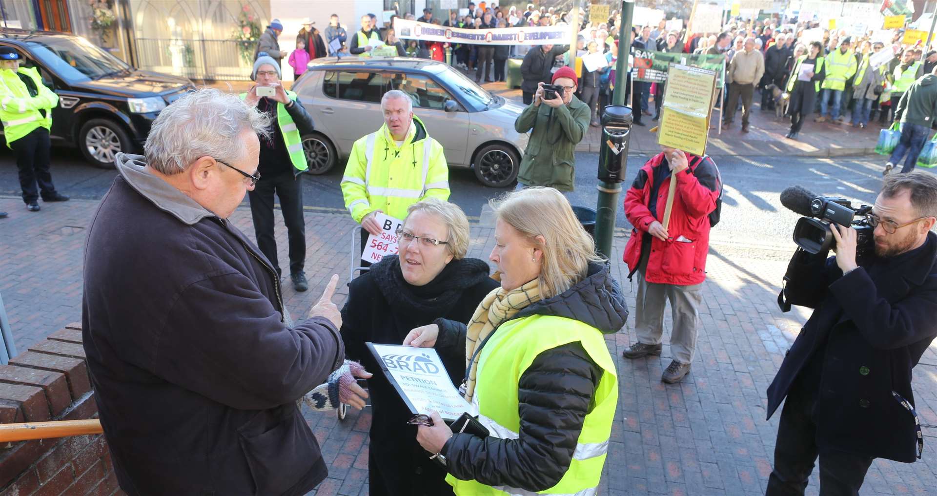 Flashback: Swale council leader Cllr Andrew Bowles receives a petition from protesters, including Nicola Butlin, centre