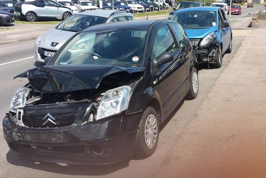 The crash in Broad Oak Road. Picture: Gerry Warren