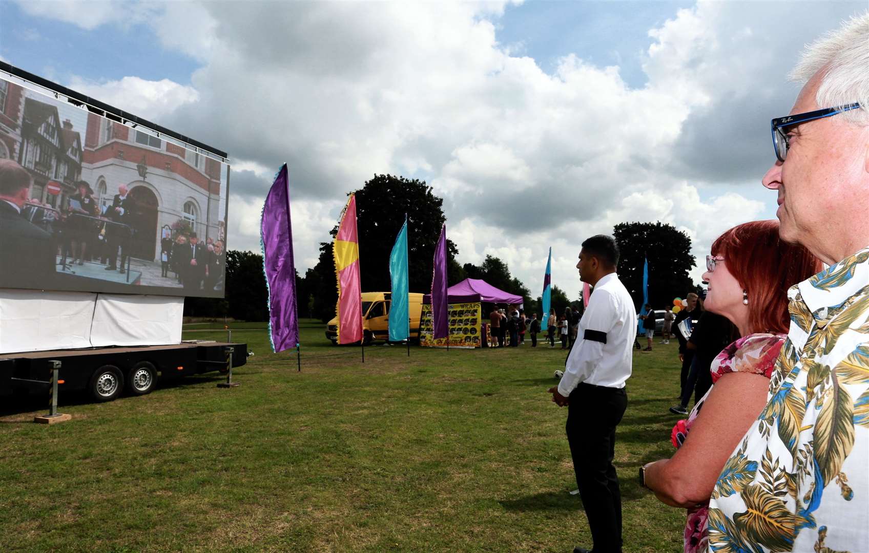 Watching the proclamation of the new King on the big screen. Picture: Community Cohesion