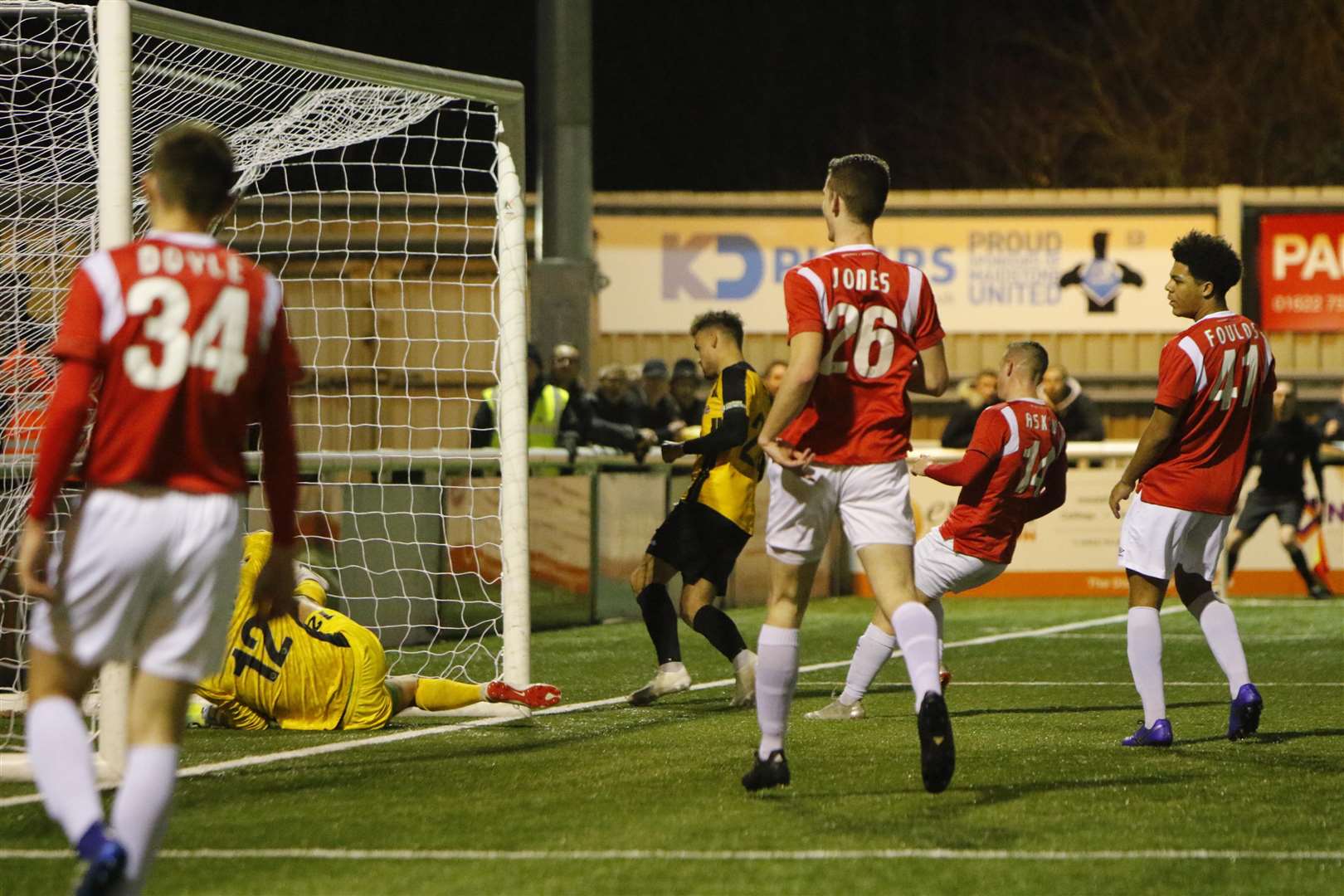 Michael Phillips gives Maidstone the lead against Salford Picture: Andy Jones