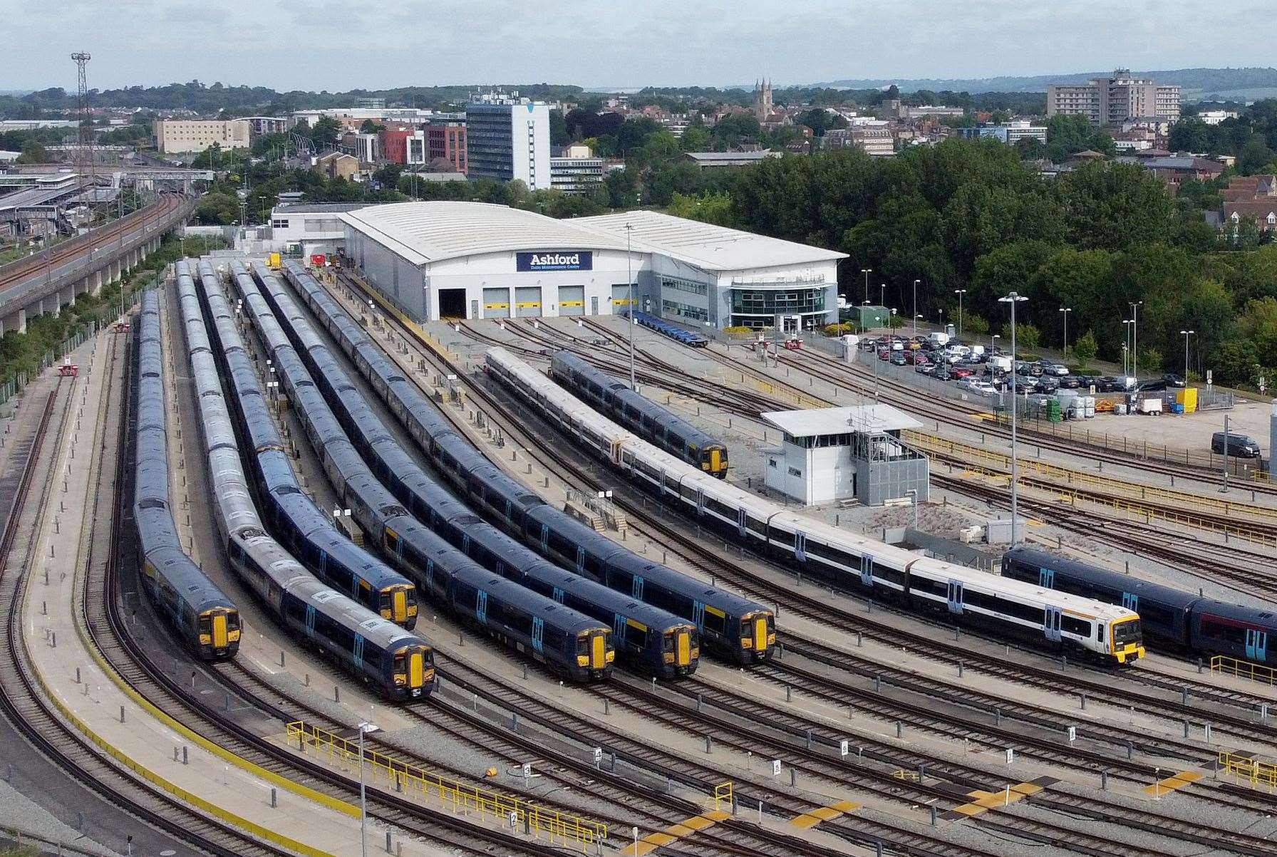 Southeastern trains sit in sidings in Ashford, Kent (Gareth Fuller/PA)