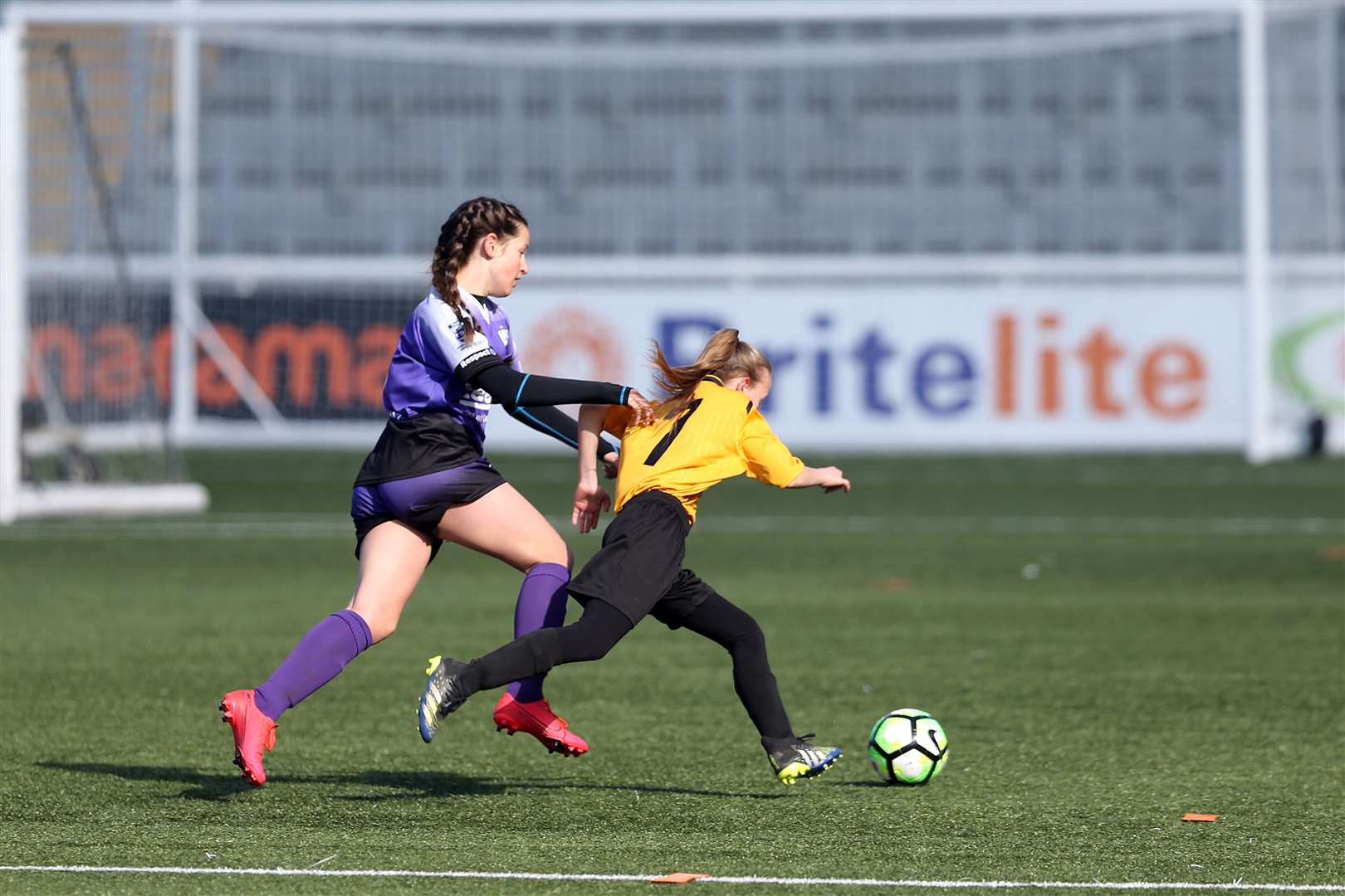 Maidstone United winger Kelsi Wilkinson sets off on another run at the Gallagher Stadium. Picture: PSP Images