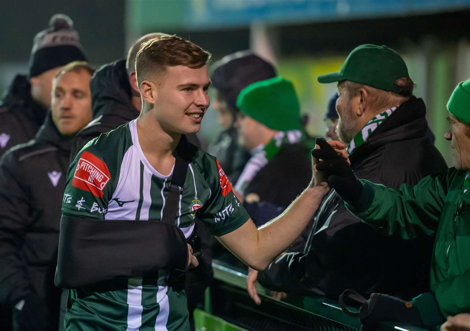 Jack Saunders suffered a dislocated shoulder against Erith Town in what proved to be the final game of his Ashford loan from Dorking Picture: Ian Scammell