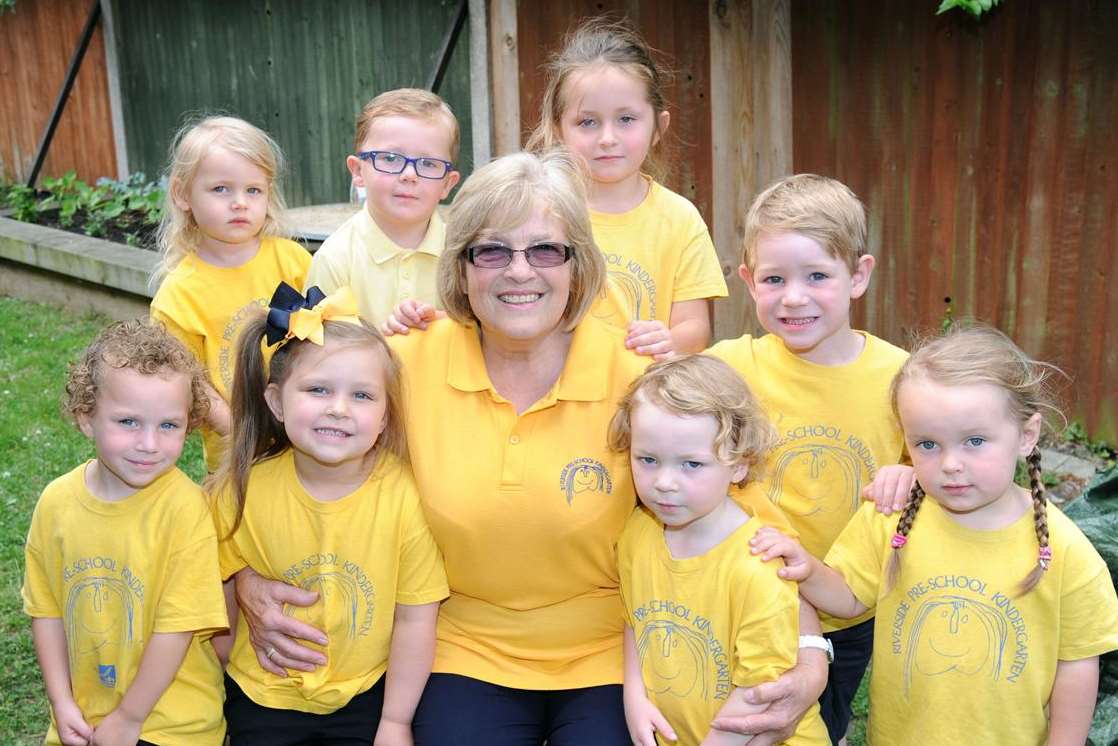 Cecelia with some of the pupils